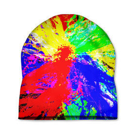 Шапка 3D с принтом Взрыв цветов , 100% полиэстер | универсальный размер, печать по всей поверхности изделия | брызги | краски | разноцветный | яркий