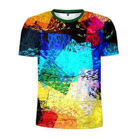 Мужская футболка 3D спортивная с принтом Заплатки , 100% полиэстер с улучшенными характеристиками | приталенный силуэт, круглая горловина, широкие плечи, сужается к линии бедра | пятна | цветные | яркие