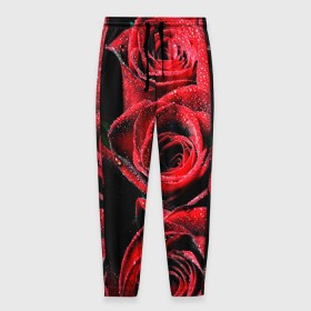 Мужские брюки 3D с принтом Розы , 100% полиэстер | манжеты по низу, эластичный пояс регулируется шнурком, по бокам два кармана без застежек, внутренняя часть кармана из мелкой сетки | Тематика изображения на принте: алый | красный | роса | фото | цветы