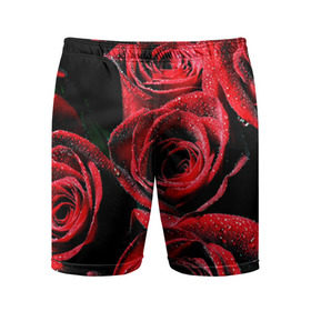 Мужские шорты 3D спортивные с принтом Розы ,  |  | алый | красный | роса | фото | цветы