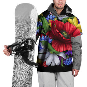 Накидка на куртку 3D с принтом Композиция цветов , 100% полиэстер |  | композиция | мак | ромашки | цветы