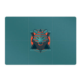 Магнитный плакат 3Х2 с принтом Волк , Полимерный материал с магнитным слоем | 6 деталей размером 9*9 см | арт | волк | глаза | искусство | красный | синий | стилизация | треугольники | цвет