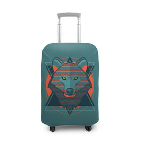 Чехол для чемодана 3D с принтом Волк , 86% полиэфир, 14% спандекс | двустороннее нанесение принта, прорези для ручек и колес | арт | волк | глаза | искусство | красный | синий | стилизация | треугольники | цвет