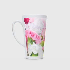 Кружка Латте с принтом Белые и розовые цветы , Белая керамика | Объем 480 мл; Высота 150 мм; Диаметр 90 мм | лепестки | прикольные картинки | цветочки | цветы