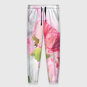 Женские брюки 3D с принтом Белые и розовые цветы , полиэстер 100% | прямой крой, два кармана без застежек по бокам, с мягкой трикотажной резинкой на поясе и по низу штанин. В поясе для дополнительного комфорта — широкие завязки | лепестки | прикольные картинки | цветочки | цветы