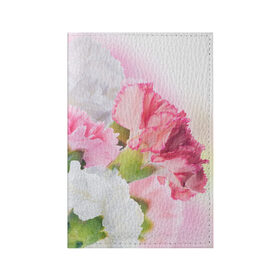 Обложка для паспорта матовая кожа с принтом Белые и розовые цветы , натуральная матовая кожа | размер 19,3 х 13,7 см; прозрачные пластиковые крепления | Тематика изображения на принте: лепестки | прикольные картинки | цветочки | цветы