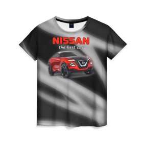 Женская футболка 3D с принтом Nissan - лучшая машина , 100% полиэфир ( синтетическое хлопкоподобное полотно) | прямой крой, круглый вырез горловины, длина до линии бедер | nissan | авто | автомобиль | ниссан