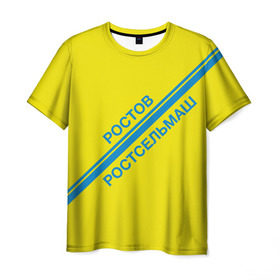 Мужская футболка 3D с принтом ФК Ростов , 100% полиэфир | прямой крой, круглый вырез горловины, длина до линии бедер | ростов