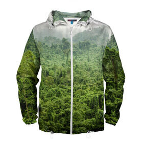 Мужская ветровка 3D с принтом Потрясающие тропики , 100% полиэстер | подол и капюшон оформлены резинкой с фиксаторами, два кармана без застежек по бокам, один потайной карман на груди | деревья | джунгли | зелень | красиво | лес | пейзаж | фото