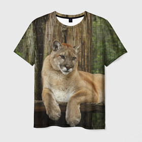 Мужская футболка 3D с принтом Леопард , 100% полиэфир | прямой крой, круглый вырез горловины, длина до линии бедер | 