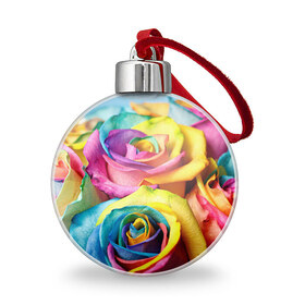 Ёлочный шар с принтом Цветные розы , Пластик | Диаметр: 77 мм | Тематика изображения на принте: девушкам | розы | цветные | цветы