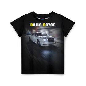 Детская футболка 3D с принтом Rolls-Royce , 100% гипоаллергенный полиэфир | прямой крой, круглый вырез горловины, длина до линии бедер, чуть спущенное плечо, ткань немного тянется | rolls royce | авто | автомобиль | роллс ройс