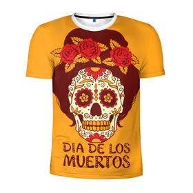 Мужская футболка 3D спортивная с принтом Мексиканский череп , 100% полиэстер с улучшенными характеристиками | приталенный силуэт, круглая горловина, широкие плечи, сужается к линии бедра | cobwebs | color | day of the dead | dead | death | eyes | girl | holiday | makeup | mask | mexican skull | mexico | ornament | pattern | взгляд | девушка | день мертвых | макияж | маска | мексика | мексиканский череп | мертвецов | орнамент | паутина | пра