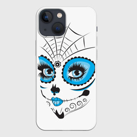 Чехол для iPhone 13 mini с принтом Мексиканский череп ,  |  | белый | девушка | день мертвых | мексика | традция | узоры | цветы