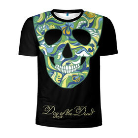 Мужская футболка 3D спортивная с принтом Мексиканский череп , 100% полиэстер с улучшенными характеристиками | приталенный силуэт, круглая горловина, широкие плечи, сужается к линии бедра | день мертвых | мексика | разноцветный | традиция | узоры | цветы | черный | яркий
