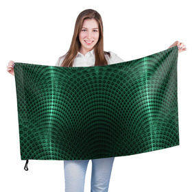Флаг 3D с принтом Парящие кружки , 100% полиэстер | плотность ткани — 95 г/м2, размер — 67 х 109 см. Принт наносится с одной стороны | абстракция | зеленый | круги | объем | стиль | тень