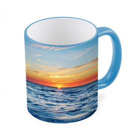 Кружка 3D с принтом Море на закате , керамика | ёмкость 330 мл | волны | закат | море | небо | облака | пейзаж | пляж