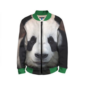 Детский бомбер 3D с принтом Милая панда , 100% полиэстер | застегивается на молнию, по бокам два кармана без застежек, мягкие манжеты, по низу бомбера и на воротнике — эластичная резинка | animal | hunny | panda | животные | классная | милая | милота | панда | фото | хорошая