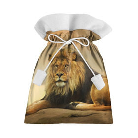 Подарочный 3D мешок с принтом Величиственый лев , 100% полиэстер | Размер: 29*39 см | царь зверей