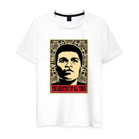 Мужская футболка хлопок с принтом Muhammad Ali , 100% хлопок | прямой крой, круглый вырез горловины, длина до линии бедер, слегка спущенное плечо. | 