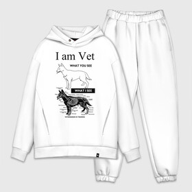 Мужской костюм хлопок OVERSIZE с принтом I Am Vet ,  |  | ветеринар | ветеринарный врач | кошки | скелет | собаки