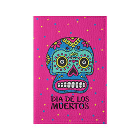 Обложка для паспорта матовая кожа с принтом Мексиканский череп , натуральная матовая кожа | размер 19,3 х 13,7 см; прозрачные пластиковые крепления | Тематика изображения на принте: день мертвыхб сахарный череп | мексика | традиция | узоры | цветы