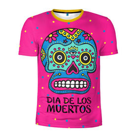 Мужская футболка 3D спортивная с принтом Мексиканский череп , 100% полиэстер с улучшенными характеристиками | приталенный силуэт, круглая горловина, широкие плечи, сужается к линии бедра | день мертвыхб сахарный череп | мексика | традиция | узоры | цветы