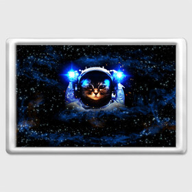 Магнит 45*70 с принтом Кот космонавт , Пластик | Размер: 78*52 мм; Размер печати: 70*45 | звёздное небо | космос | кот | кошка | прикольные картинки