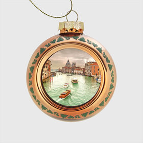 Стеклянный ёлочный шар с принтом Венеция , Стекло | Диаметр: 80 мм | 