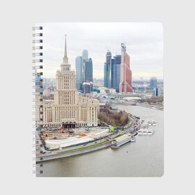 Тетрадь с принтом Москва-Сити , 100% бумага | 48 листов, плотность листов — 60 г/м2, плотность картонной обложки — 250 г/м2. Листы скреплены сбоку удобной пружинной спиралью. Уголки страниц и обложки скругленные. Цвет линий — светло-серый
 | Тематика изображения на принте: 