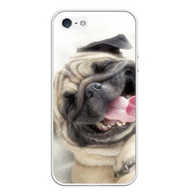 Чехол для iPhone 5/5S матовый с принтом Смешная собачка , Силикон | Область печати: задняя сторона чехла, без боковых панелей | прикол | смешная | смешно | собака | язык