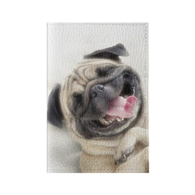 Обложка для паспорта матовая кожа с принтом Смешная собачка , натуральная матовая кожа | размер 19,3 х 13,7 см; прозрачные пластиковые крепления | Тематика изображения на принте: прикол | смешная | смешно | собака | язык