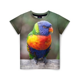 Детская футболка 3D с принтом Попугай , 100% гипоаллергенный полиэфир | прямой крой, круглый вырез горловины, длина до линии бедер, чуть спущенное плечо, ткань немного тянется | пернатые | попугай | прикольные картинки | природа | птица