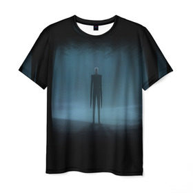 Мужская футболка 3D с принтом Слендермен Slender man , 100% полиэфир | прямой крой, круглый вырез горловины, длина до линии бедер | man | slender | slender man | крипота | слендер | тонкий | тонкий человек | человек