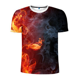 Мужская футболка 3D спортивная с принтом Стихия огня , 100% полиэстер с улучшенными характеристиками | приталенный силуэт, круглая горловина, широкие плечи, сужается к линии бедра | дым | пламя | страсть