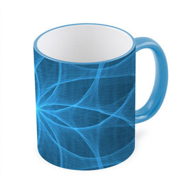 Кружка 3D с принтом Синяя звезда , керамика | ёмкость 330 мл | дуга | звезда | линии | синий | узор | цветок
