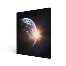 Холст квадратный с принтом Космический свет , 100% ПВХ |  | Тематика изображения на принте: вселенная | галактика | земля | солнце