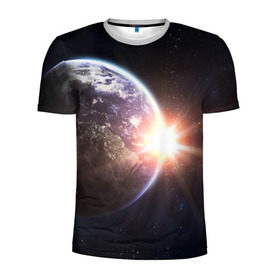 Мужская футболка 3D спортивная с принтом Космический свет , 100% полиэстер с улучшенными характеристиками | приталенный силуэт, круглая горловина, широкие плечи, сужается к линии бедра | вселенная | галактика | земля | солнце