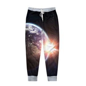 Мужские брюки 3D с принтом Космический свет , 100% полиэстер | манжеты по низу, эластичный пояс регулируется шнурком, по бокам два кармана без застежек, внутренняя часть кармана из мелкой сетки | вселенная | галактика | земля | солнце