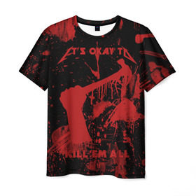 Мужская футболка 3D с принтом Kill `Em All , 100% полиэфир | прямой крой, круглый вырез горловины, длина до линии бедер | металлика