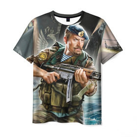 Мужская футболка 3D с принтом ВДВ , 100% полиэфир | прямой крой, круглый вырез горловины, длина до линии бедер | Тематика изображения на принте: армия