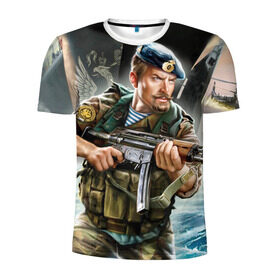 Мужская футболка 3D спортивная с принтом ВДВ , 100% полиэстер с улучшенными характеристиками | приталенный силуэт, круглая горловина, широкие плечи, сужается к линии бедра | армия