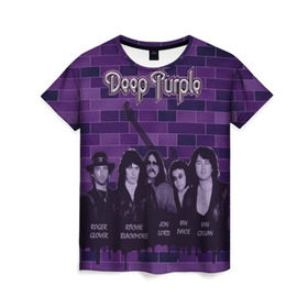 Женская футболка 3D с принтом Deep Purple , 100% полиэфир ( синтетическое хлопкоподобное полотно) | прямой крой, круглый вырез горловины, длина до линии бедер | deep purple | music | rock | музыка | рок