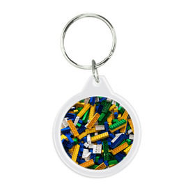 Брелок круглый с принтом Конструктор LEGO , пластик и полированная сталь | круглая форма, металлическое крепление в виде кольца | Тематика изображения на принте: игрушка | конструктор | лего