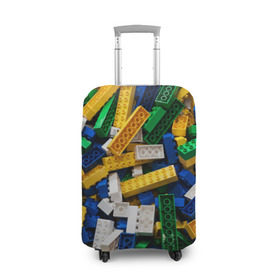 Чехол для чемодана 3D с принтом Конструктор LEGO , 86% полиэфир, 14% спандекс | двустороннее нанесение принта, прорези для ручек и колес | игрушка | конструктор | лего
