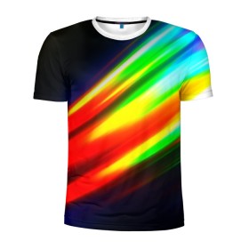 Мужская футболка 3D спортивная с принтом Цветные блики , 100% полиэстер с улучшенными характеристиками | приталенный силуэт, круглая горловина, широкие плечи, сужается к линии бедра | dance | klub | линии | танцы блики | цвет