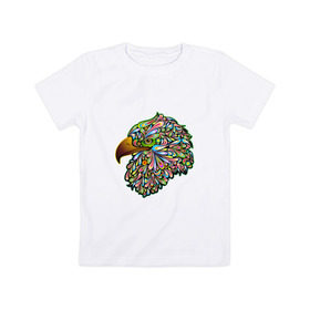 Детская футболка хлопок с принтом Радужный Орел , 100% хлопок | круглый вырез горловины, полуприлегающий силуэт, длина до линии бедер | красота | птица | цвета | яркие