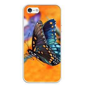 Чехол для iPhone 5/5S матовый с принтом Рисунок бабочка , Силикон | Область печати: задняя сторона чехла, без боковых панелей | бабочка