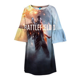 Детское платье 3D с принтом Battlefield , 100% полиэстер | прямой силуэт, чуть расширенный к низу. Круглая горловина, на рукавах — воланы | battlefield батла | батлфилд