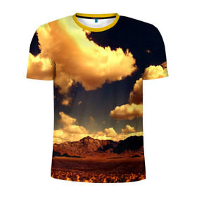 Мужская футболка 3D спортивная с принтом Mountains , 100% полиэстер с улучшенными характеристиками | приталенный силуэт, круглая горловина, широкие плечи, сужается к линии бедра | горы | небо | облака | природа | пустыня